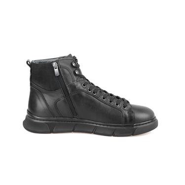  Axel Siyah Erkek Fermuarlı Deri Bot