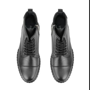  Valentin Siyah Erkek Fermuarlı Deri Bot