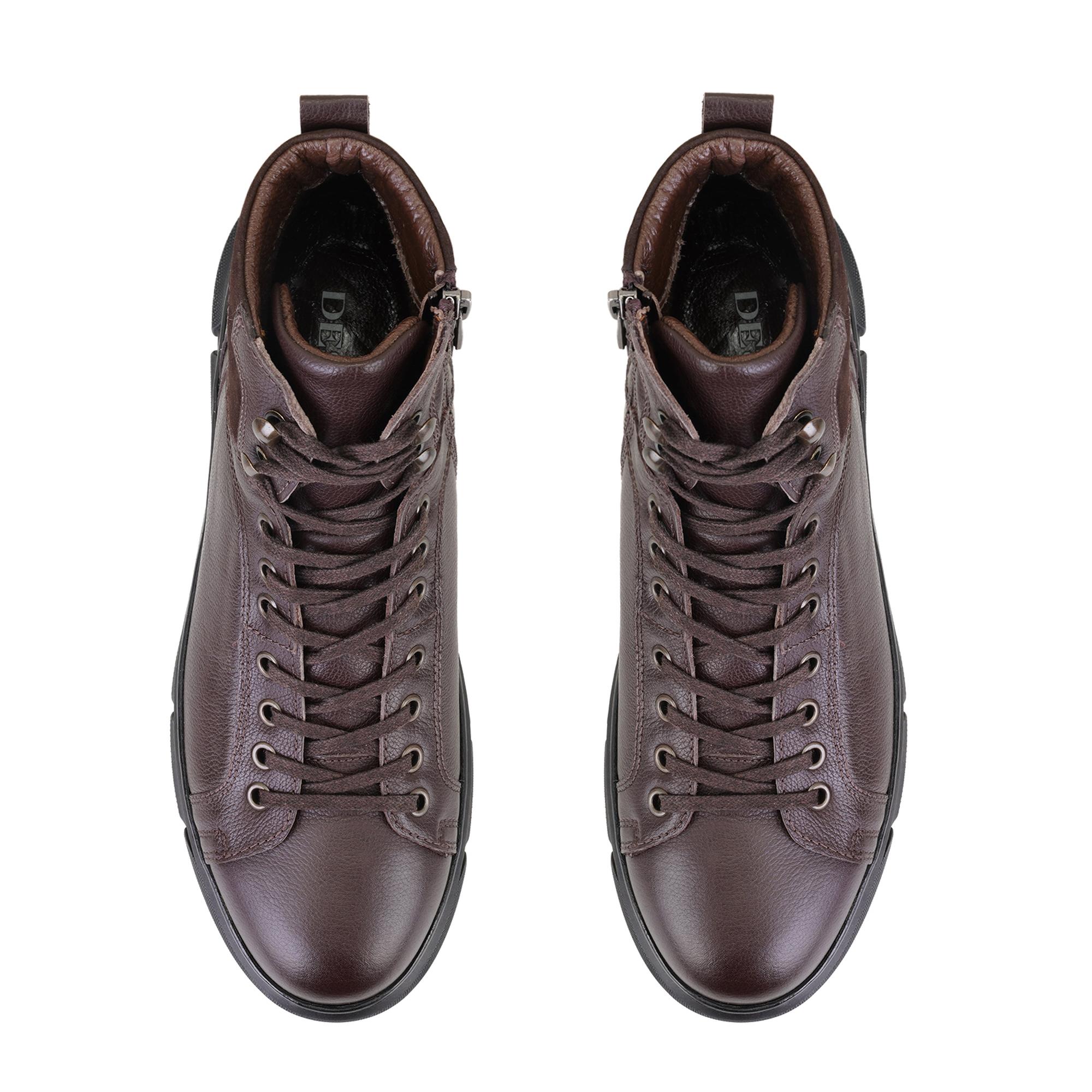 Axel Kahve Erkek Fermuarlı Deri Bot