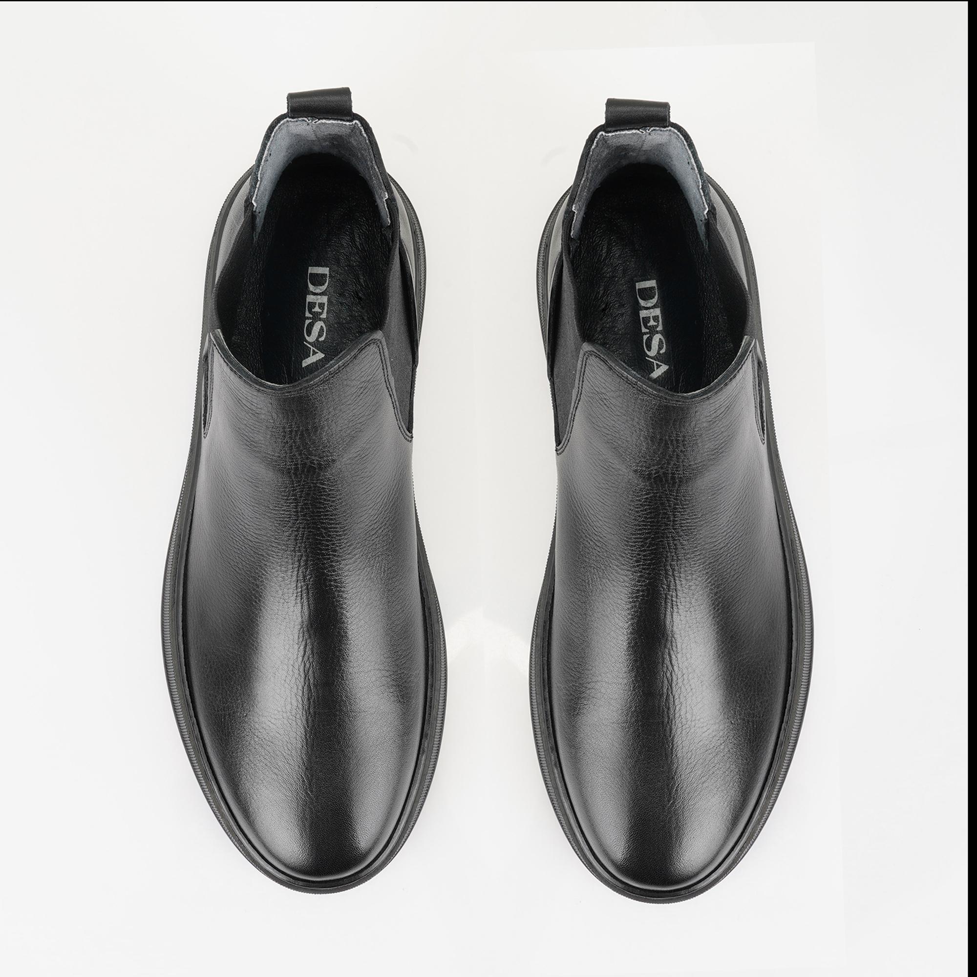 Liene Siyah Erkek Lastikli Deri Bot