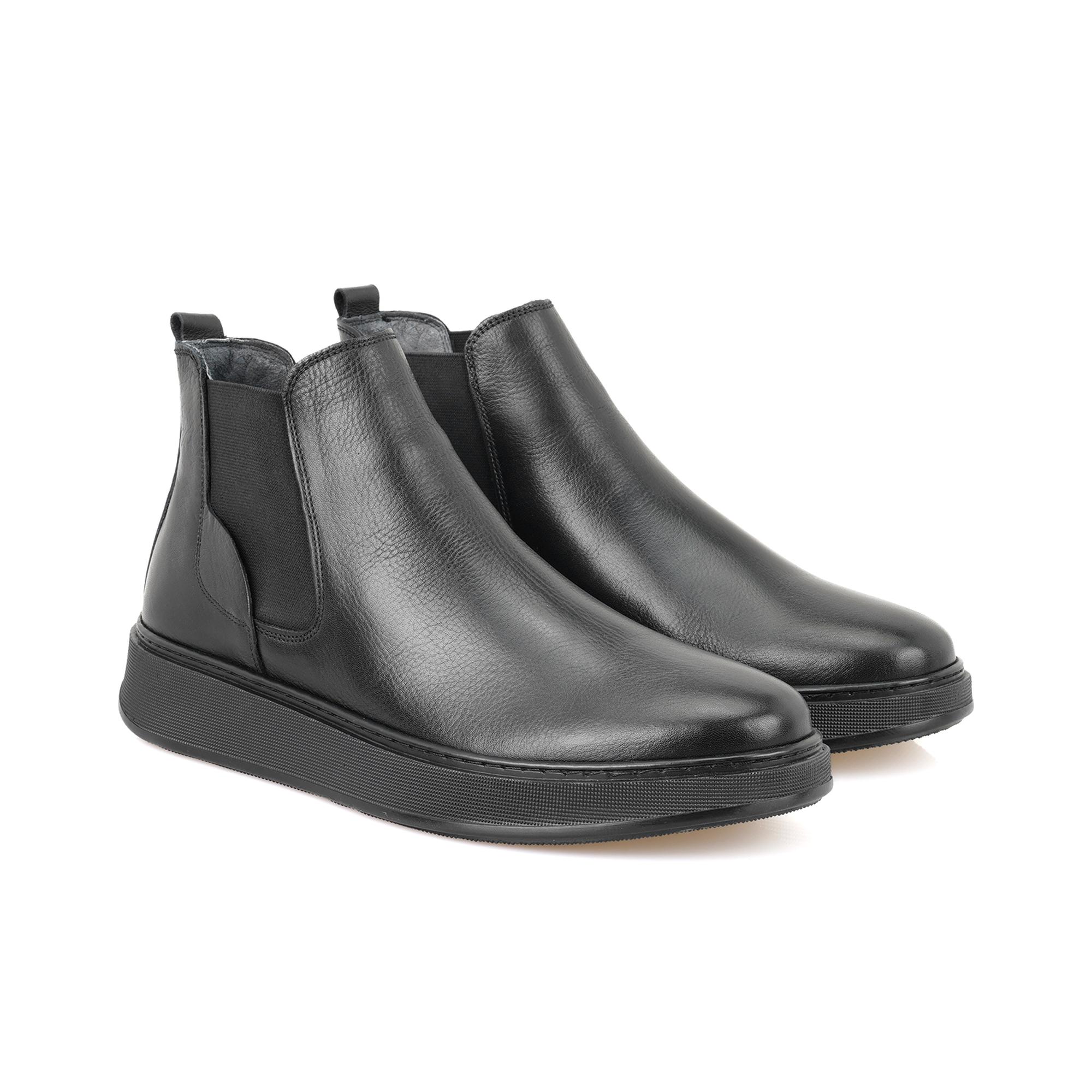 Liene Siyah Erkek Lastikli Deri Bot