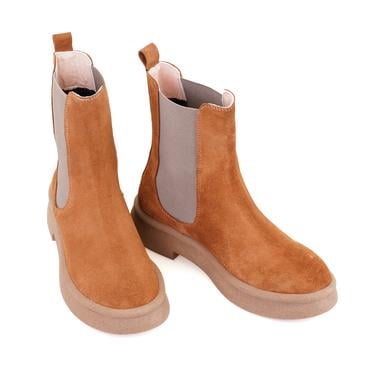  Kadın Taba Lastikli Nubuk Deri Chelsea Bot