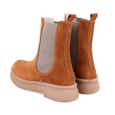  Kadın Taba Lastikli Nubuk Deri Chelsea Bot