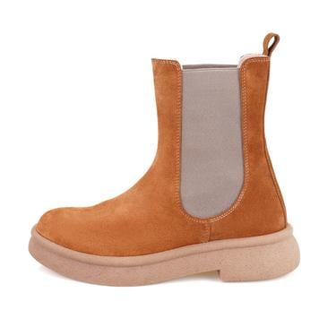  Kadın Taba Lastikli Nubuk Deri Chelsea Bot