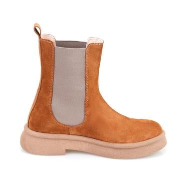  Kadın Taba Lastikli Nubuk Deri Chelsea Bot