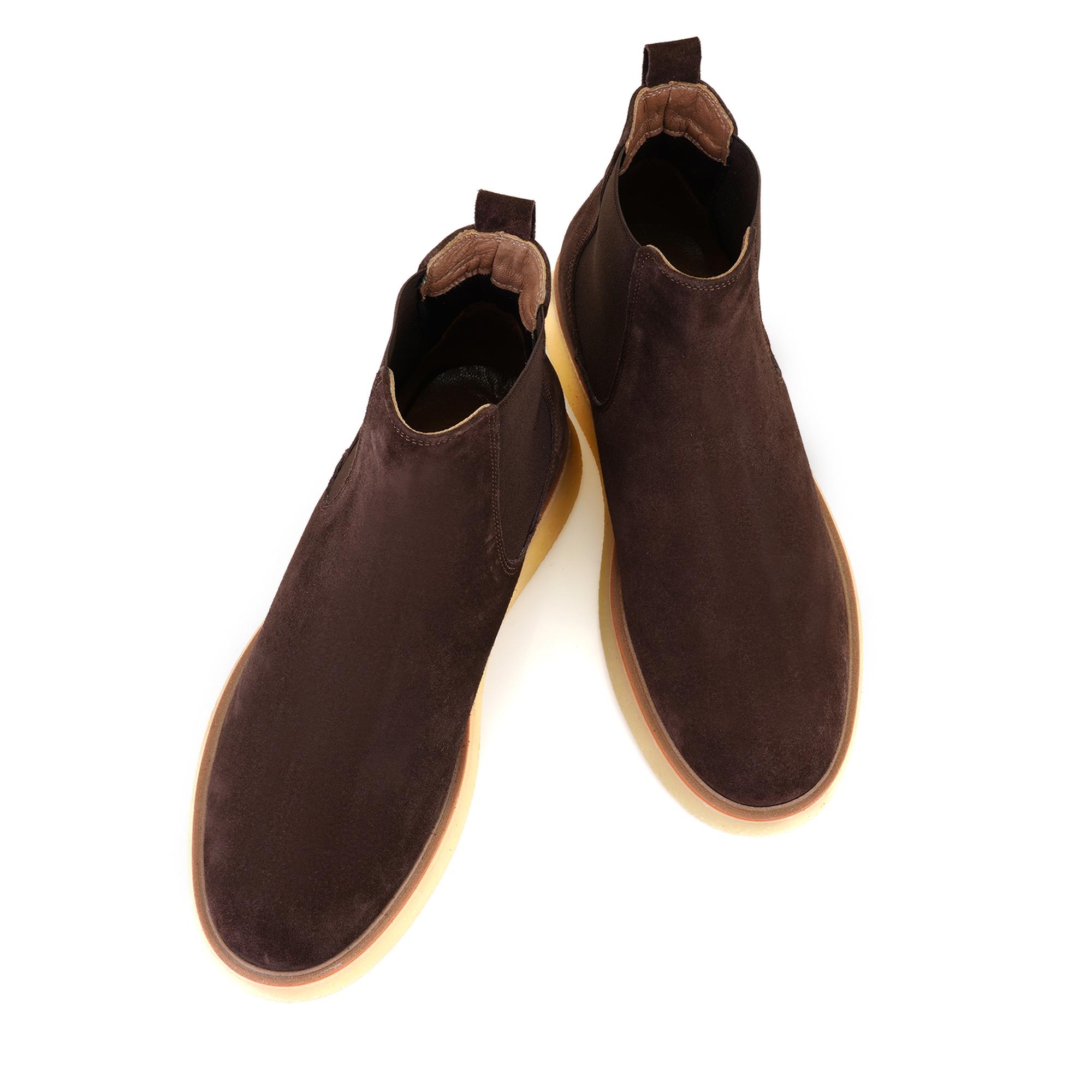 Ndari Kahve Erkek Lastikli Süet Deri Chelsea Bot