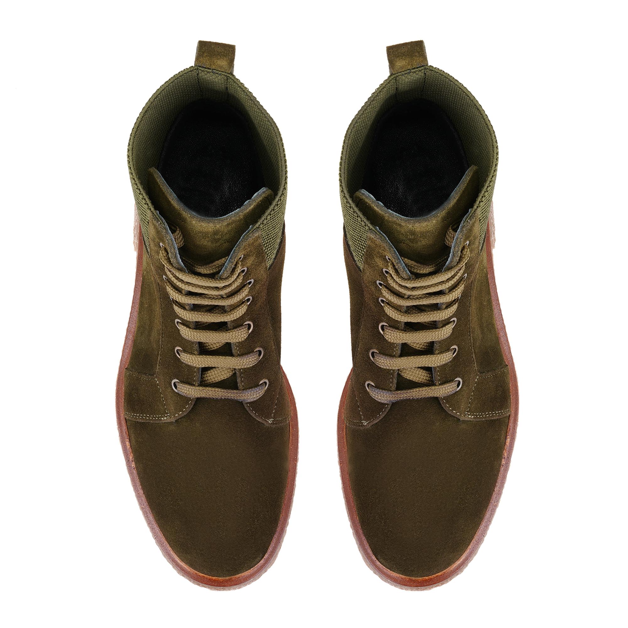 Kadın Yeşil Bağcıklı Süet Deri Postal Bot