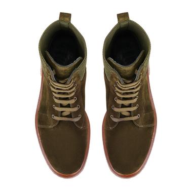  Kadın Yeşil Bağcıklı Süet Deri Postal Bot