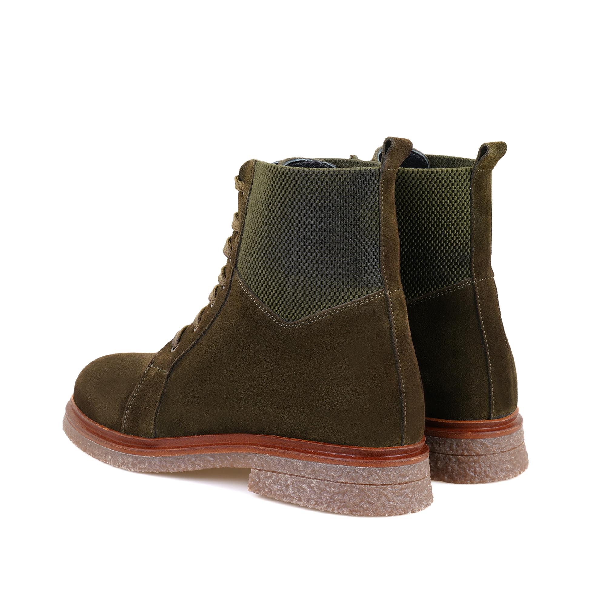 Kadın Yeşil Bağcıklı Süet Deri Postal Bot