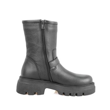  Kadın Siyah Fermuarlı Deri Bot