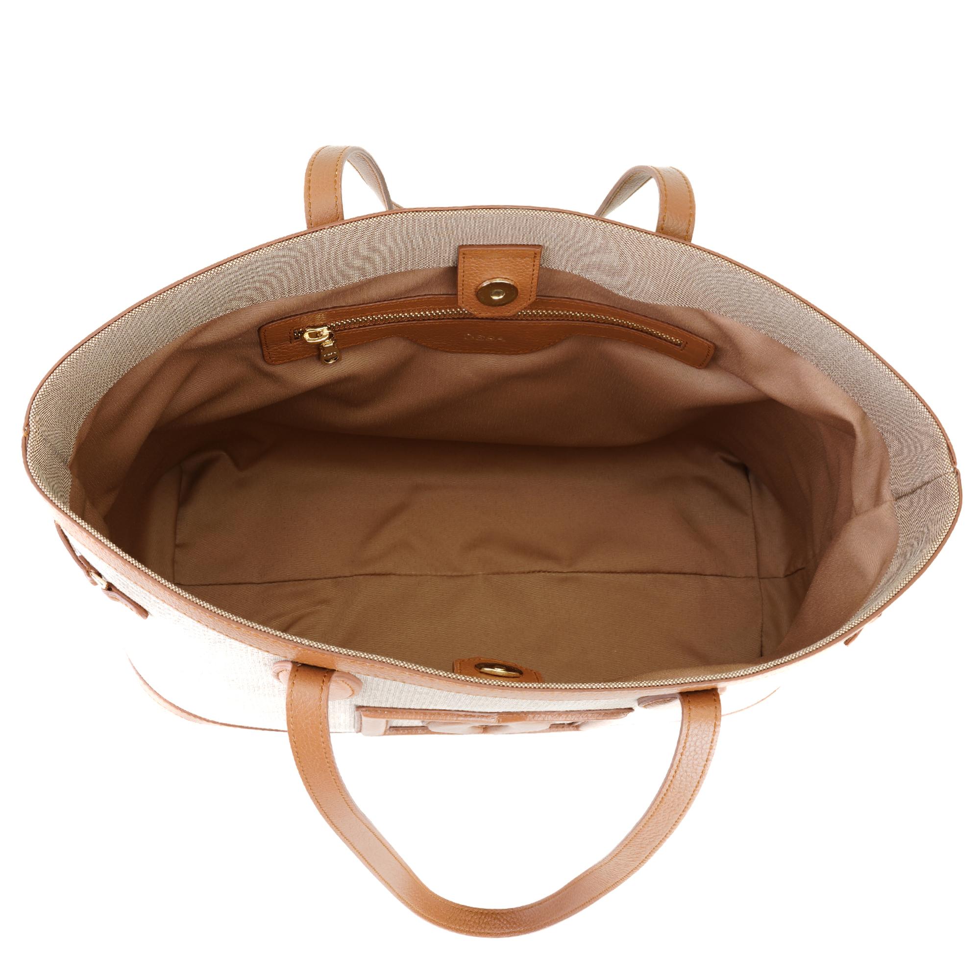 Kadın Ten Deri Biyeli Kanvas Omuz Çantası