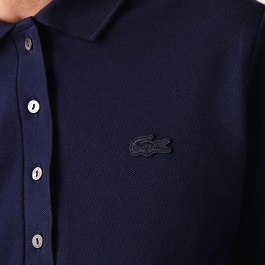  Kadın Slim Fit Uzun Kollu Lacivert Polo