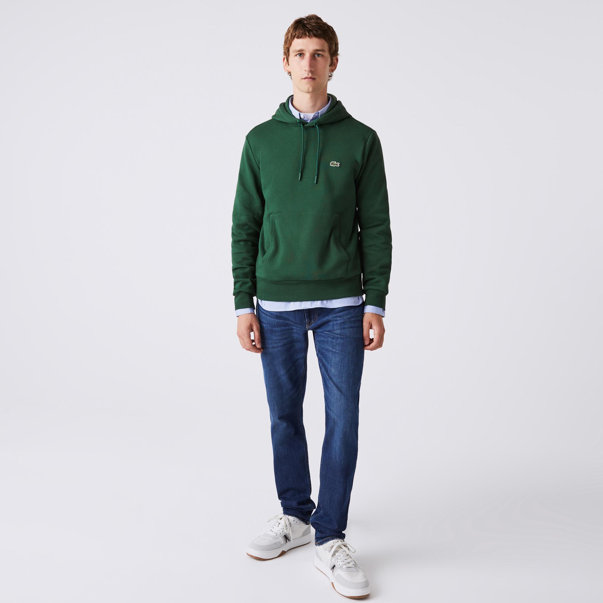 Erkek Classic Fit Kapüşonlu Yeşil Sweatshirt