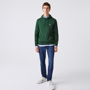  Erkek Classic Fit Kapüşonlu Yeşil Sweatshirt