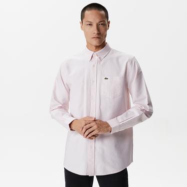  Lacoste Erkek Regular Fit Düğmeli Yaka Pembe Gömlek