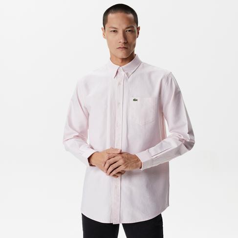  Lacoste Erkek Regular Fit Düğmeli Yaka Pembe Gömlek