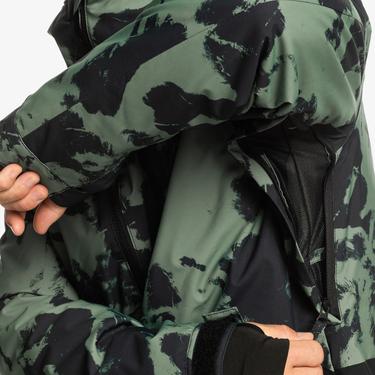  Quiksilver Mission Printed Block Erkek Yeşil Snowboard Ceketi