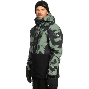  Quiksilver Mission Printed Block Erkek Yeşil Snowboard Ceketi
