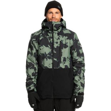  Quiksilver Mission Printed Block Erkek Yeşil Snowboard Ceketi