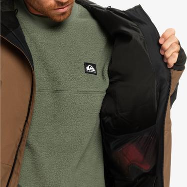  Quiksilver Mission Block Jk Erkek Kahverengi Snowboard Ceketi