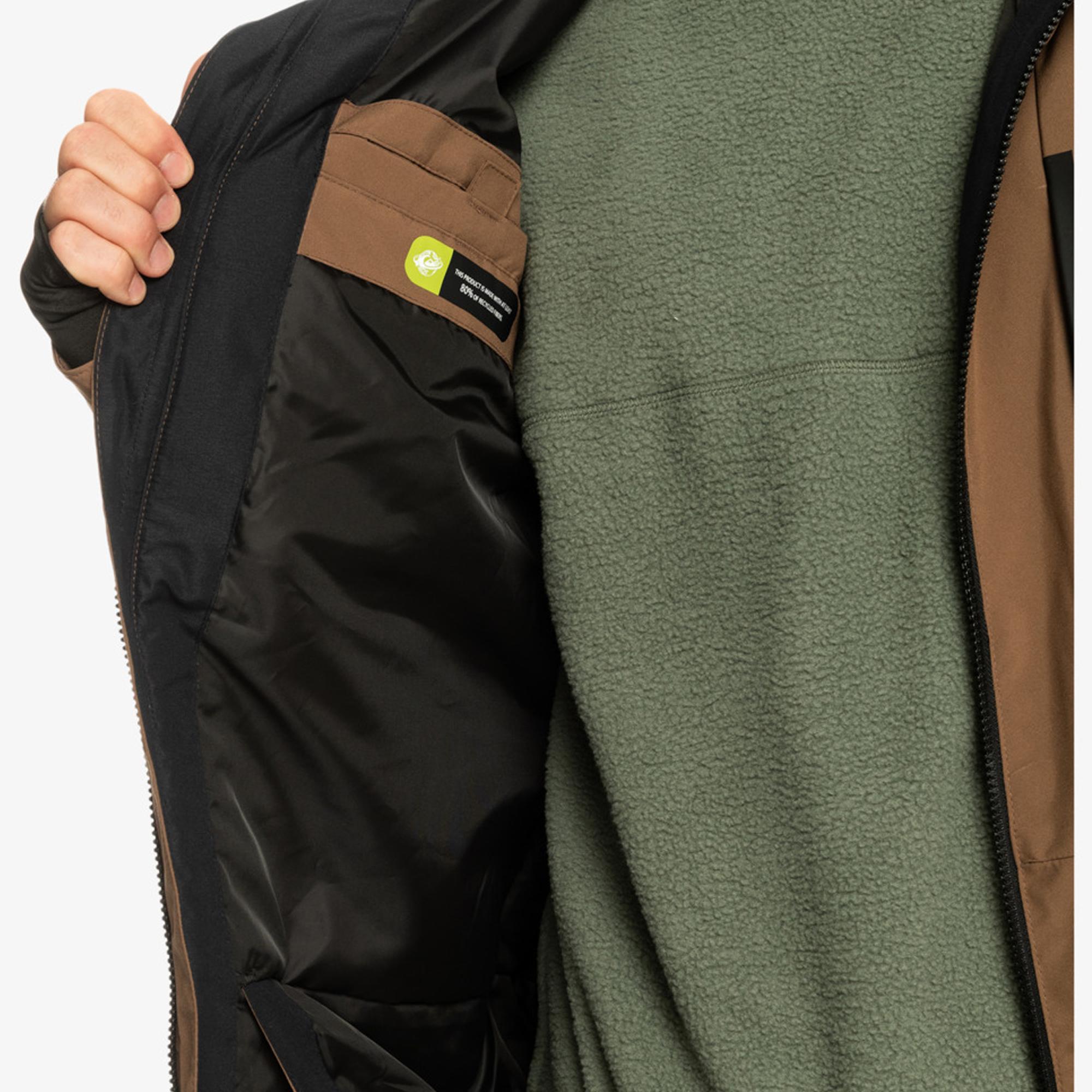 Quiksilver Mission Block Jk Erkek Kahverengi Snowboard Ceketi