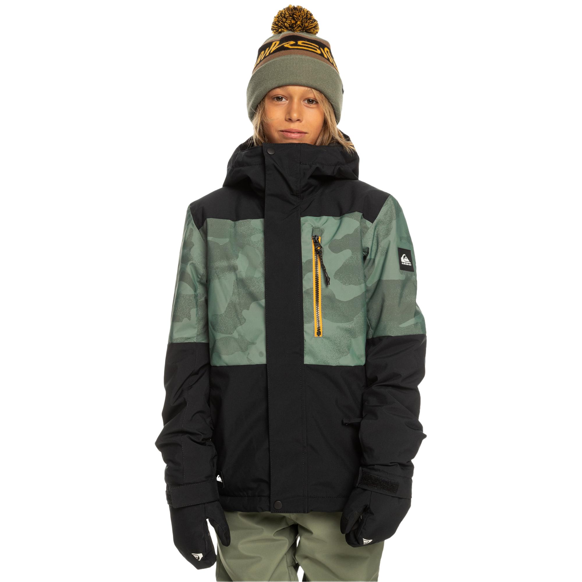 Quiksilver Mission Printed Block Youth Erkek Çocuk Yeşil Snowboard Ceketi