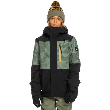  Quiksilver Mission Printed Block Youth Erkek Çocuk Yeşil Snowboard Ceketi