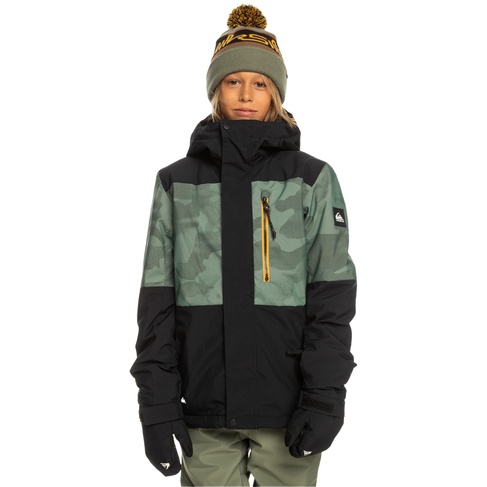  Quiksilver Mission Printed Block Youth Erkek Çocuk Yeşil Snowboard Ceketi