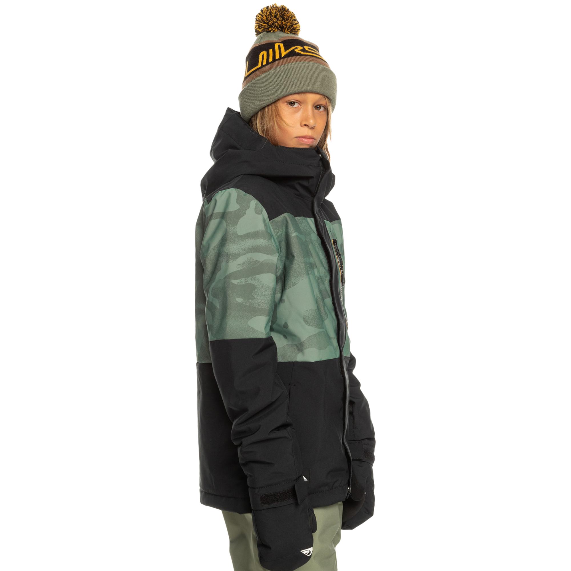 Quiksilver Mission Printed Block Youth Erkek Çocuk Yeşil Snowboard Ceketi