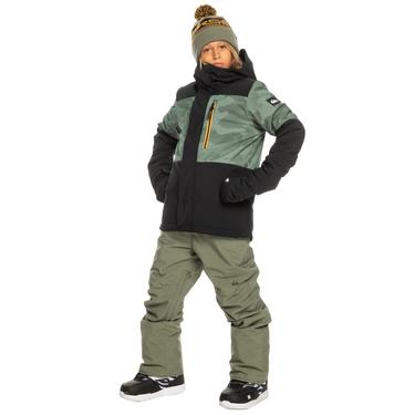  Quiksilver Mission Printed Block Youth Erkek Çocuk Yeşil Snowboard Ceketi