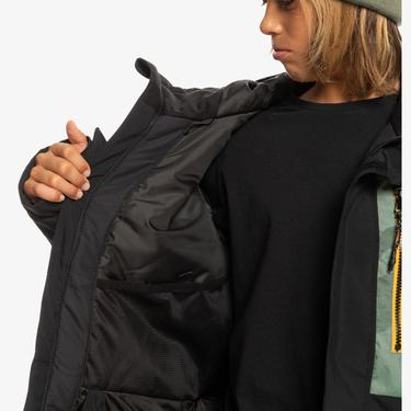  Quiksilver Mission Printed Block Youth Erkek Çocuk Yeşil Snowboard Ceketi