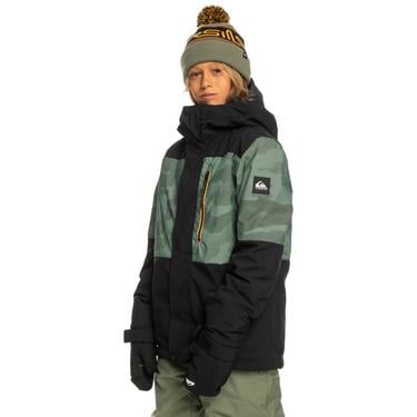  Quiksilver Mission Printed Block Youth Erkek Çocuk Yeşil Snowboard Ceketi