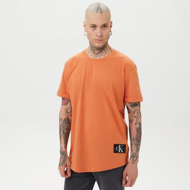  Calvin Klein Jeans Badge Turn Up Sleeve Erkek Turuncu T-Shirt