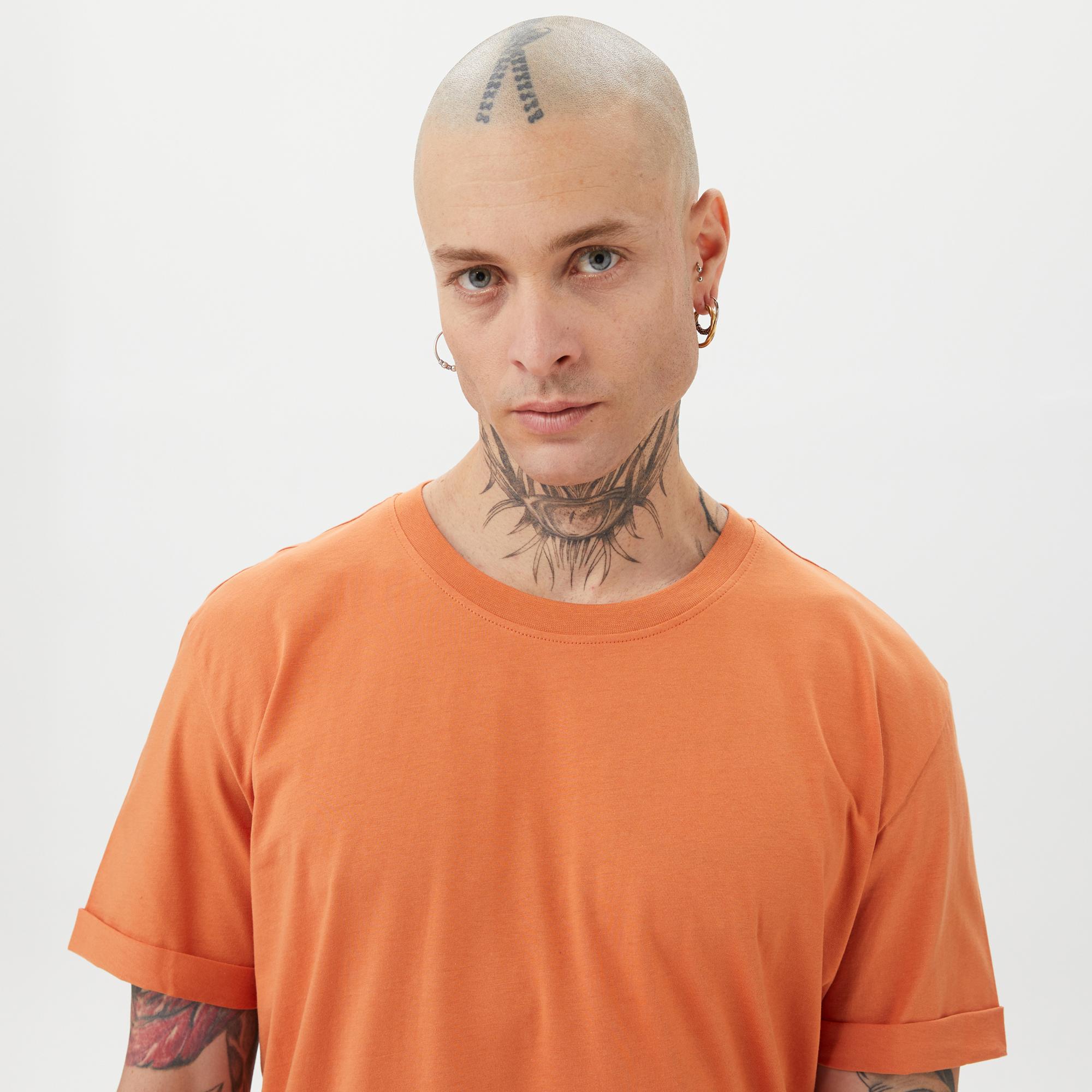 Calvin Klein Jeans Badge Turn Up Sleeve Erkek Turuncu T-Shirt