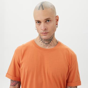  Calvin Klein Jeans Badge Turn Up Sleeve Erkek Turuncu T-Shirt