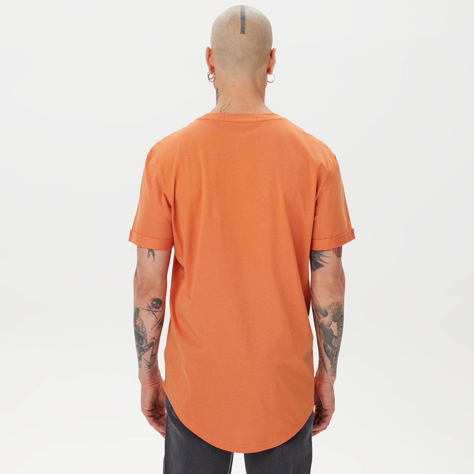 Calvin Klein Jeans Badge Turn Up Sleeve Erkek Turuncu T-Shirt