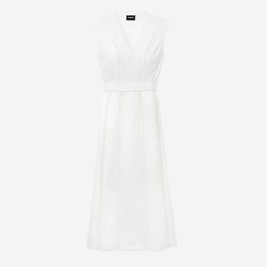  KADIN KOLSUZ BEYAZ NAKIŞLI UZUN ELBİSE