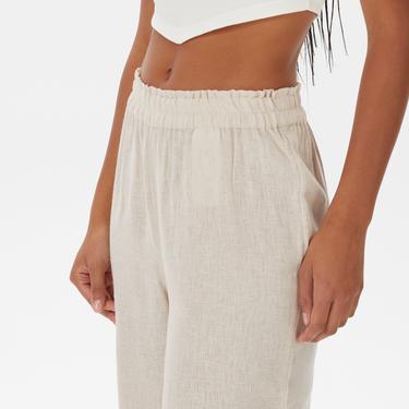  Only Onltokyo Yüksek Belli Linen Blend Kadın Krem Rengi Pantolon