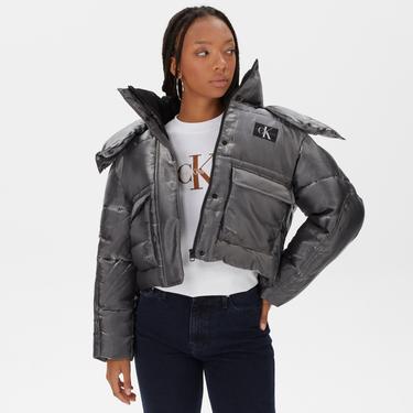  Calvin Klein Jeans Liquid Metal Puffer Kadın Siyah Mont