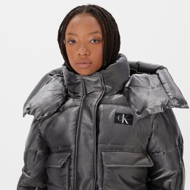  Calvin Klein Jeans Liquid Metal Puffer Kadın Siyah Mont