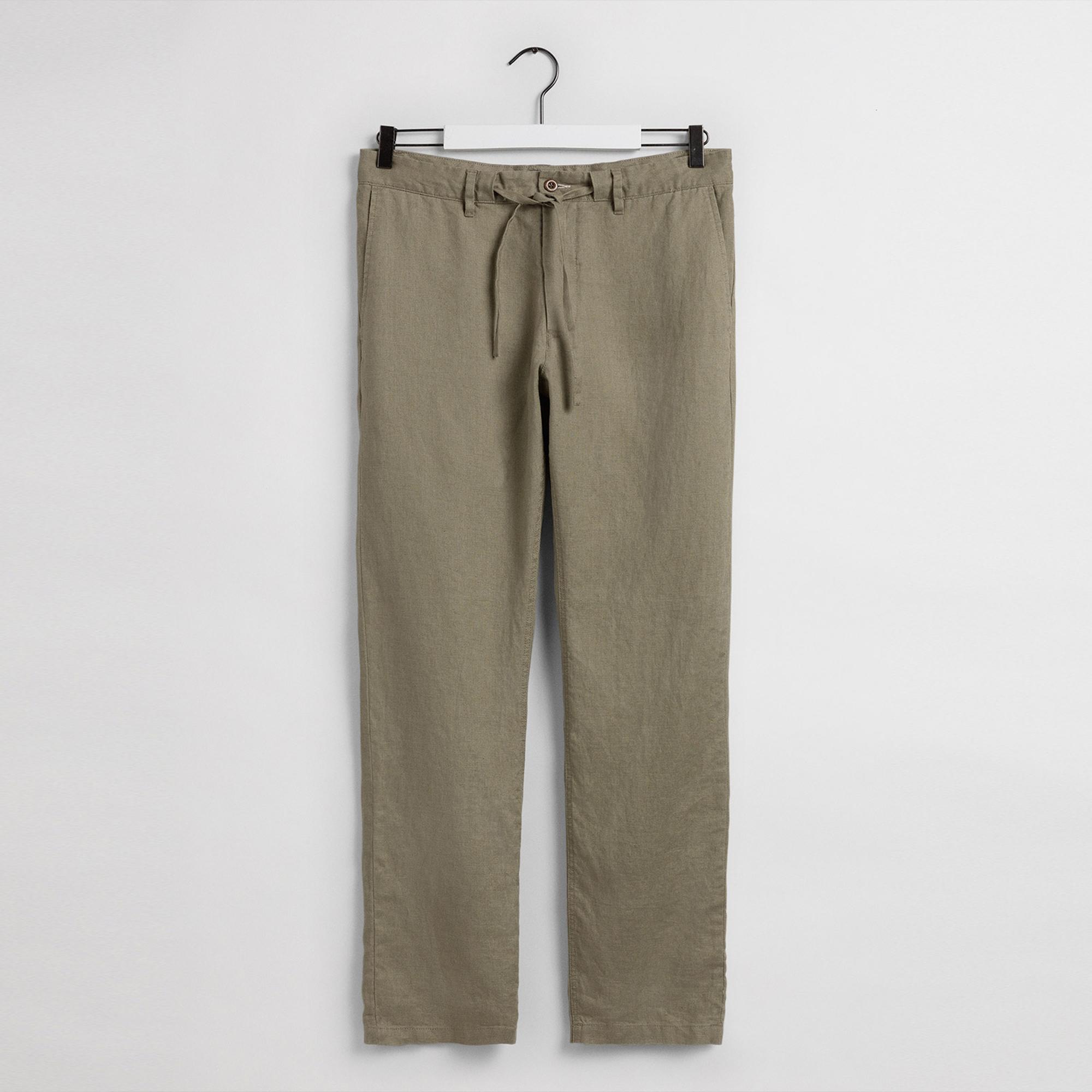 Gant Erkek Yeşil Relaxed Fit Keten Pantolon