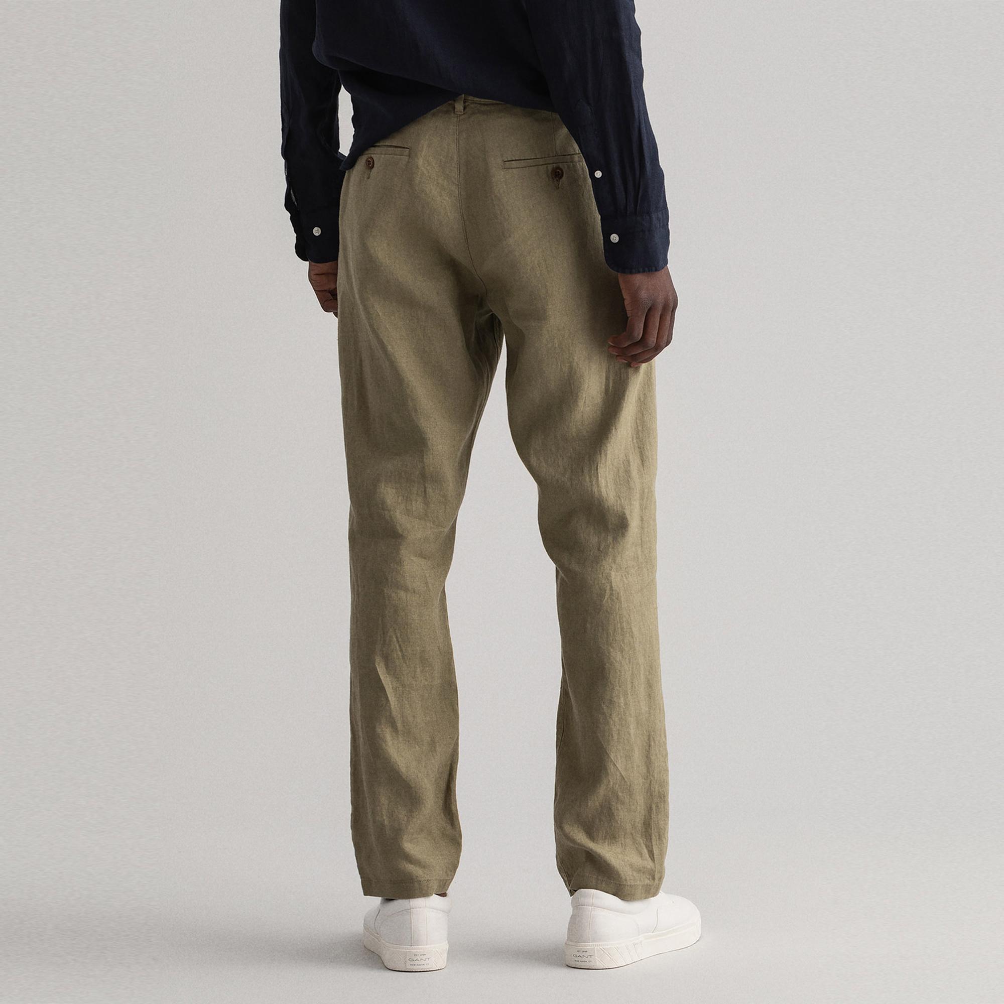 Gant Erkek Yeşil Relaxed Fit Keten Pantolon