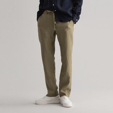  Gant Erkek Yeşil Relaxed Fit Keten Pantolon