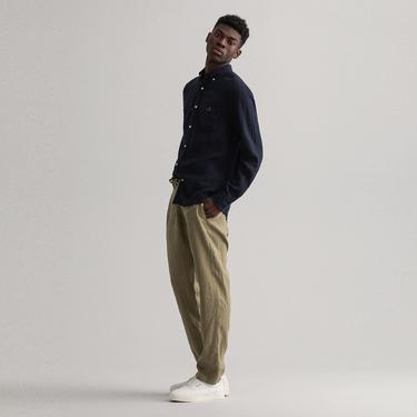  Gant Erkek Yeşil Relaxed Fit Keten Pantolon