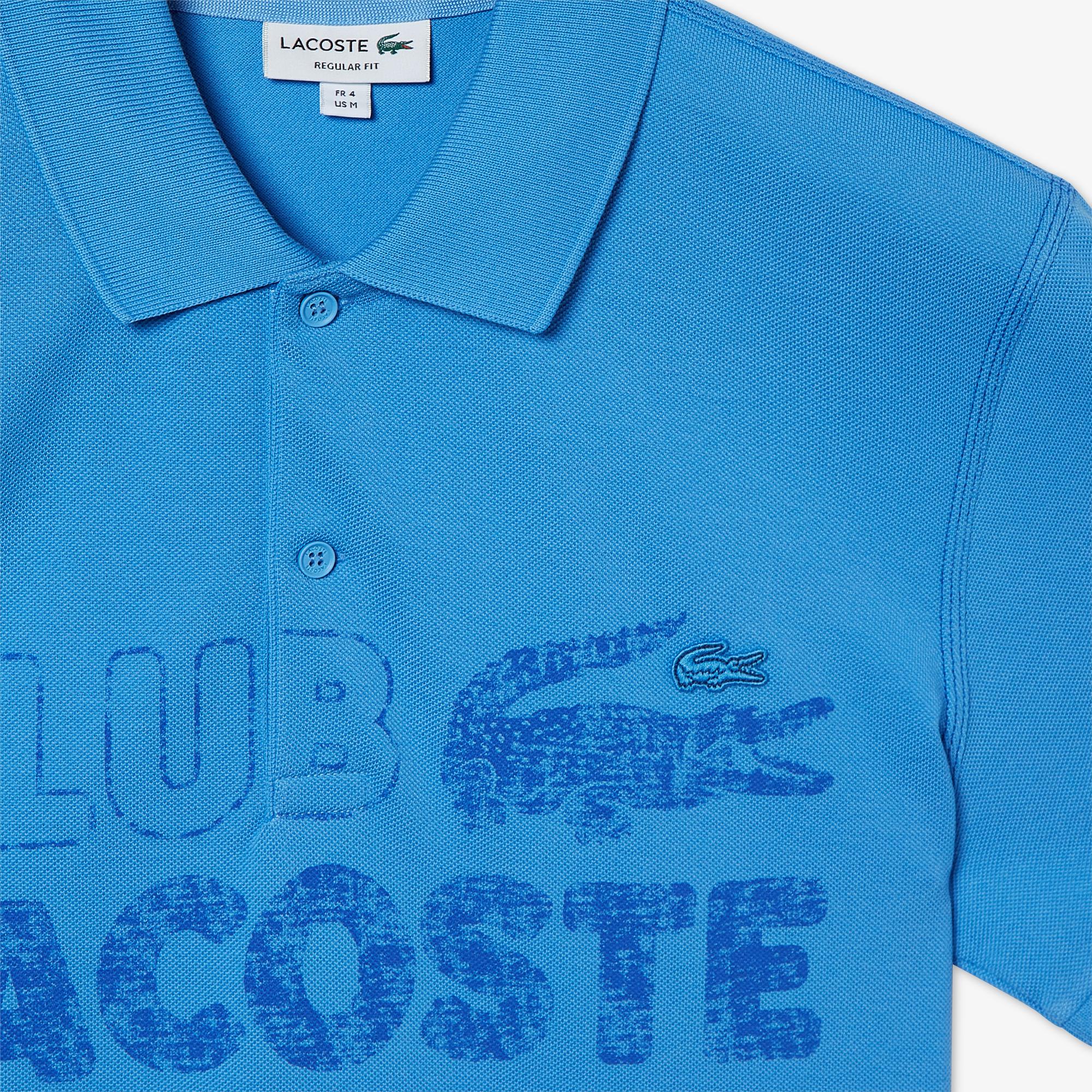 Erkek Regular Fit Baskılı Mavi Polo