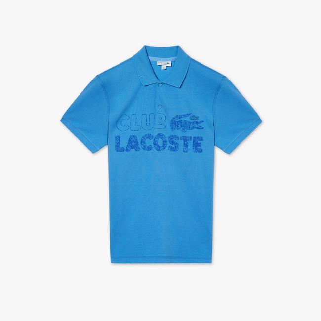  Erkek Regular Fit Baskılı Mavi Polo