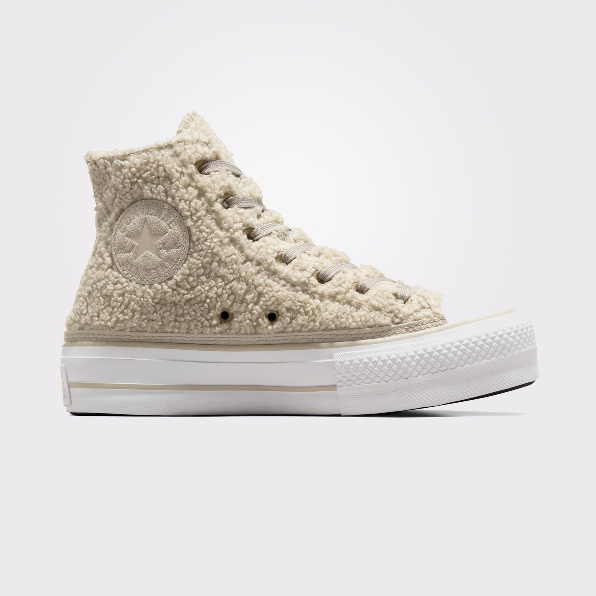 Converse Chuck Taylor All Star Lift Platform Warm Winter Kadın Bej Sneaker