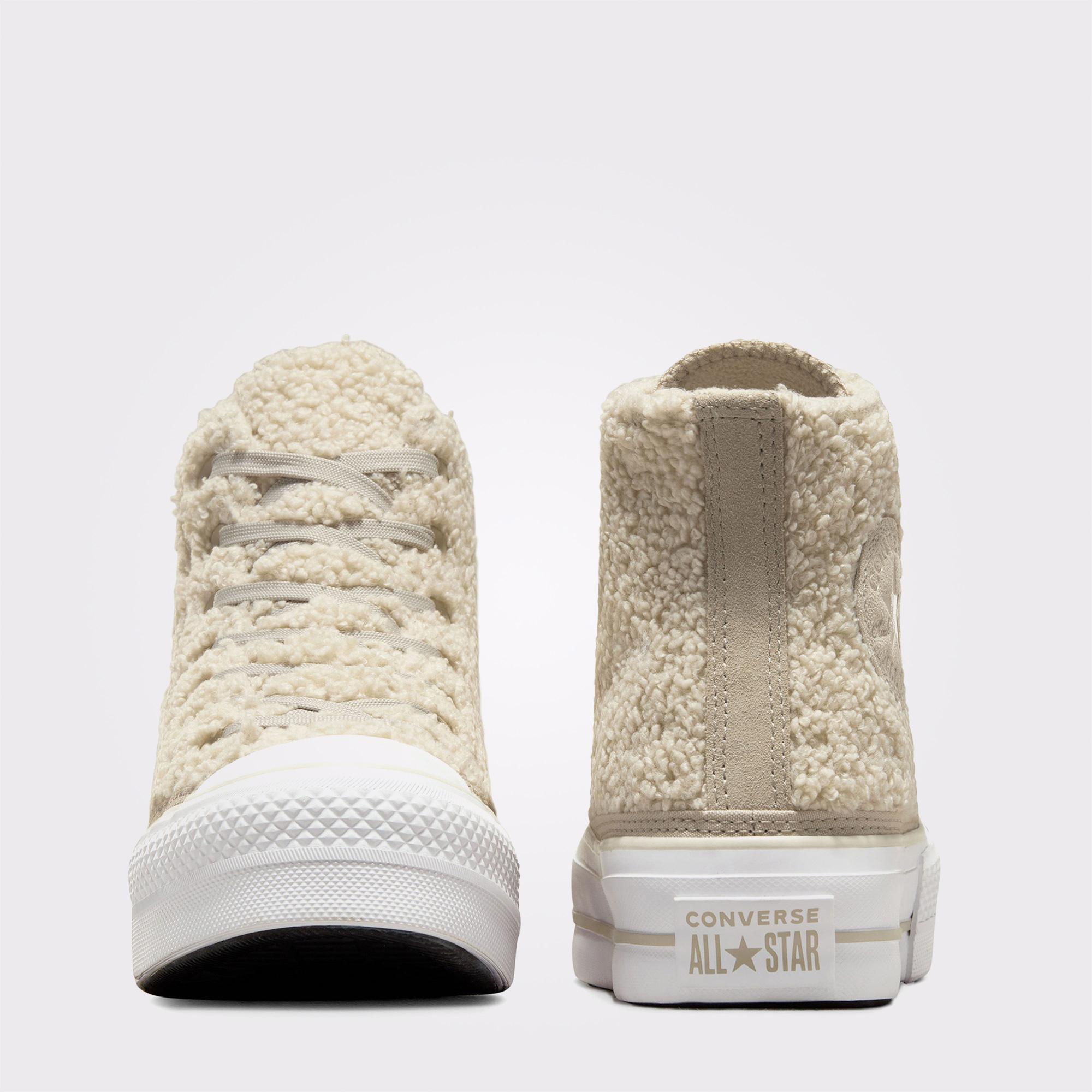 Converse Chuck Taylor All Star Lift Platform Warm Winter Kadın Bej Sneaker