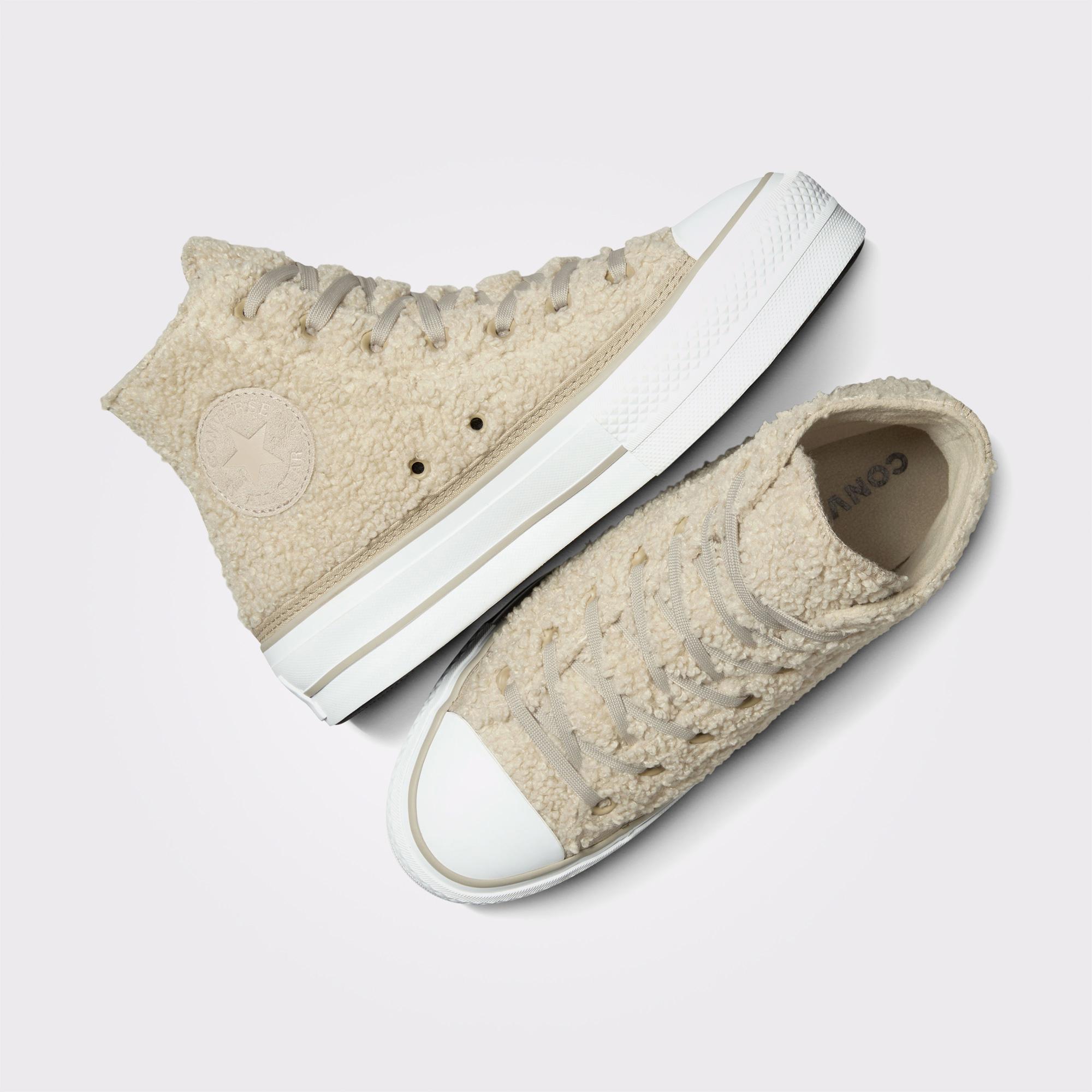 Converse Chuck Taylor All Star Lift Platform Warm Winter Kadın Bej Sneaker
