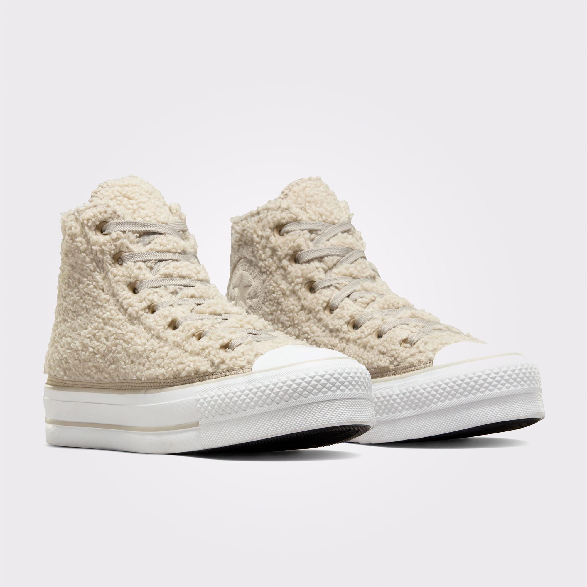 Converse Chuck Taylor All Star Lift Platform Warm Winter Kadın Bej Sneaker